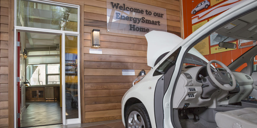 Electric vehicle interior and exterior of EnergySmart home