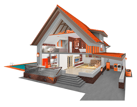 Graphic of energy solutions house