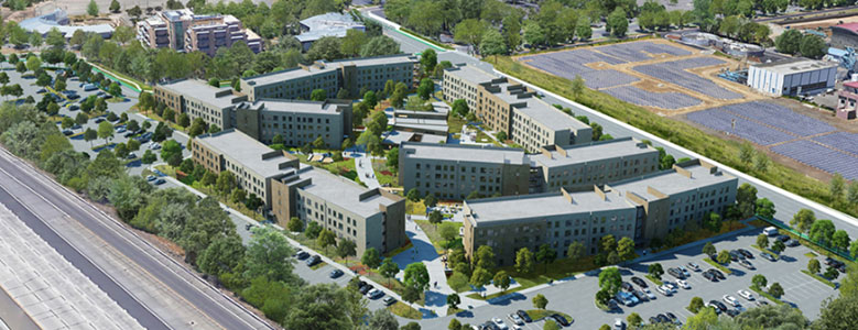 Aerial view of Hornet Commons
