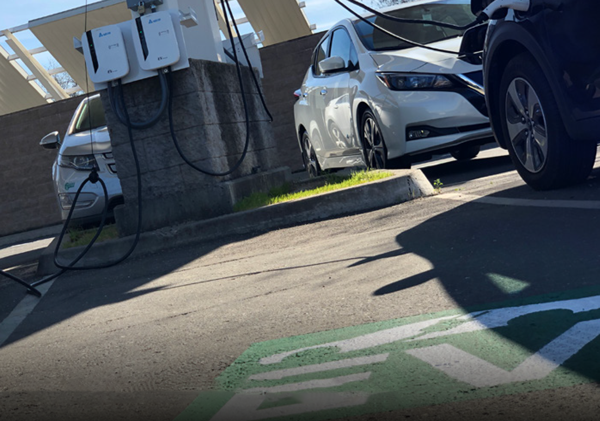 Electric vehicles charging in a parking lot