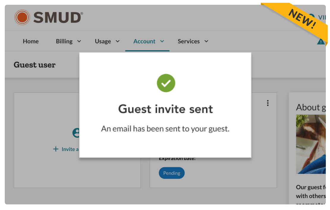 Image of Guest invite sent message feature