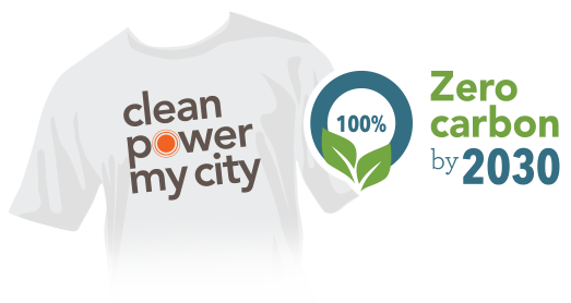 Clean PowerCity t-shirt and 2030 ZC emblem